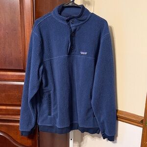 Men's Patagonia Shearling Button Pullover Sweater Sz Large Tidepool Blue Fleece
